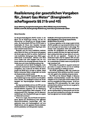 Realisierung der gesetzlichen Vorgaben für “Smart Gas Meter” (Energiewirtschaftsgesetz §§ 21b und 40)