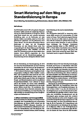 Smart Metering auf dem Weg zur Standardisierung in Europa
