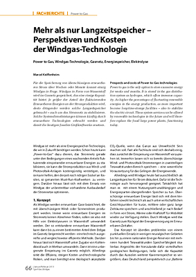 Mehr als nur Langzeitspeicher – Perspektiven und Kosten der Windgas-Technologie