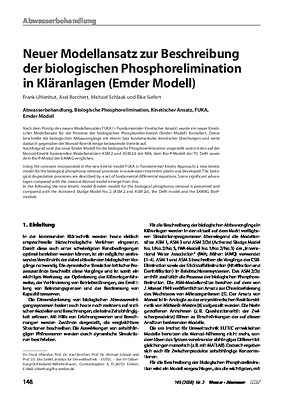 Neuer Modellansatz zur Beschreibung der biologischen Phosphorelimination in Kläranlagen (Emder Modell)