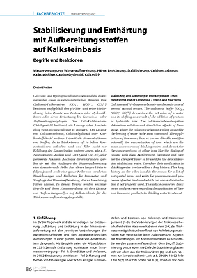 Stabilisierung und Enthärtung mit Aufbereitungsstoffen auf Kalksteinbasis