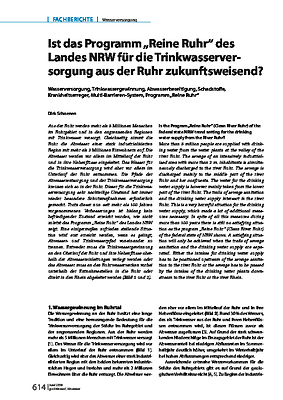 Ist das Programm “Reine Ruhr” des Landes NRW für die Trinkwasserversorgung aus der Ruhr zukunftsweisend?