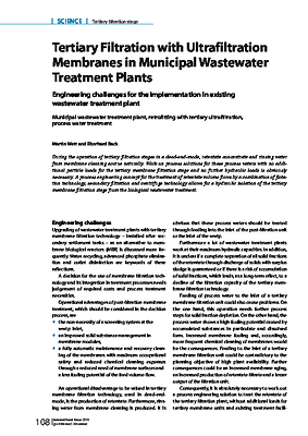 Tertiary Filtration with Ultrafiltration Membranes in Municipal Wastewater Treatment Plants