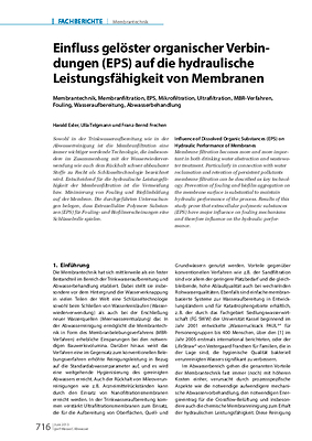 Einfluss gelöster organischer Verbindungen (EPS) auf die hydraulische Leistungsfähigkeit von Membranen