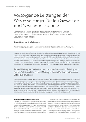 Vorsorgende Leistungen der Wasserversorger für den Gewässer- und Gesundheitsschutz