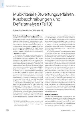 Multikriterielle Bewertungsverfahren: Kurzbeschreibungen und Defizitanalyse (Teil 3)