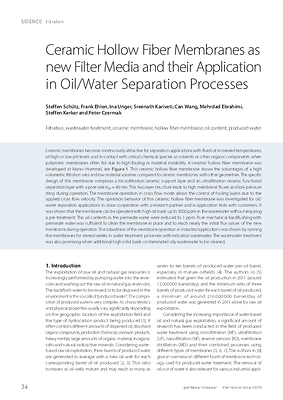 Ceramic Hollow Fiber Membranes as new Filter Media and their Application in Oil/Water Separation Processes