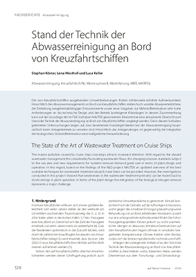 Stand der Technik der Abwasserreinigung an Bord von Kreuzfahrtschiffen