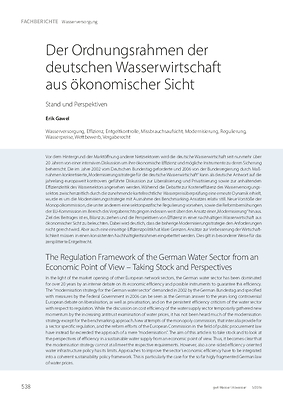 Der Ordnungsrahmen der deutschen Wasserwirtschaft aus ökonomischer Sicht