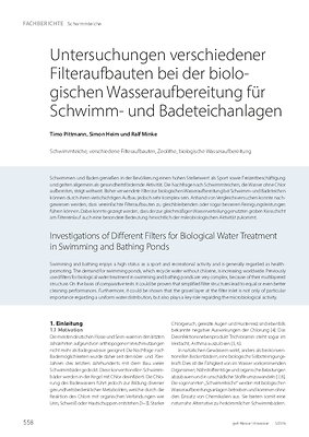 Untersuchungen verschiedener Filteraufbauten bei der biologischen Wasseraufbereitung für Schwimm und Badeteichanlagen