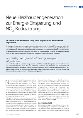 Neue Heizhaubengeneration zur Energie-Einsparung und NOx-Reduzierung