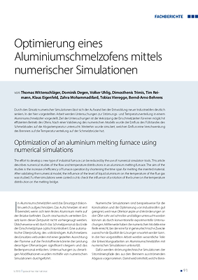 Optimierung eines Aluminiumschmelzofens mittels numerischer Simulationen