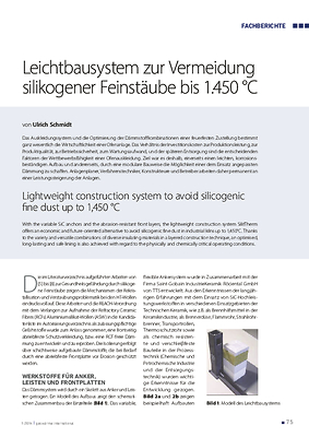 Leichtbausystem zur Vermeidung silikogener Feinstäube bis 1.450 °C