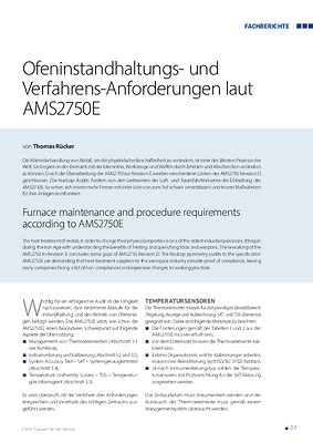 Ofeninstandhaltungs- und Verfahrens-Anforderungen laut AMS2750E