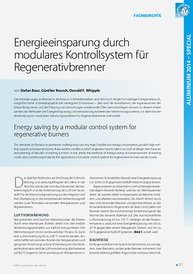 Energieeinsparung durch modulares Kontrollsystem für Regenerativbrenner