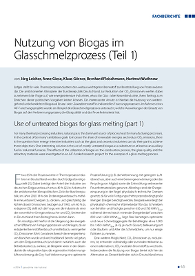 Nutzung von Biogas im Glasschmelzprozess (Teil 1)