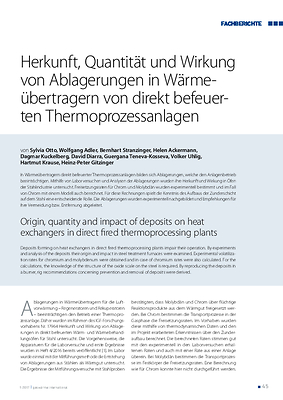 Herkunft, Quantität und Wirkung von Ablagerungen in Wärmeübertragern von direkt befeuerten Thermoprozessanlagen