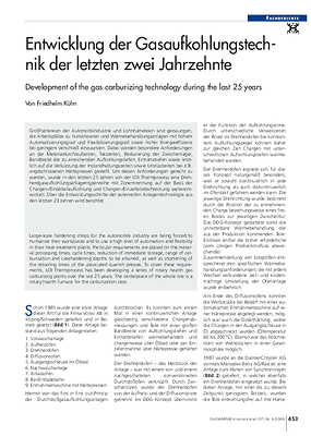 Entwicklung der Gasaufkohlungstechnik der letzten zwei Jahrzehnte