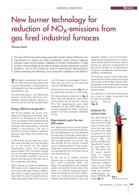 New burner technology for reduction of NOx-emissions from gas fired industrial furnaces