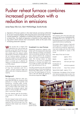 Pusher reheat furnace combines increased production with a reduction in emissions