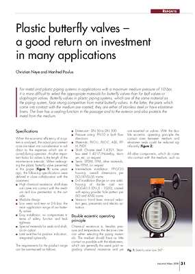 Plastic butterfly valves – a good return on investment in many applications