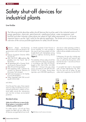 Safety shut-off devices for industrial plants