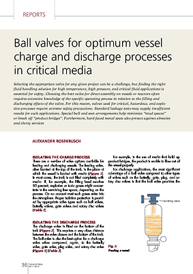 Ball valves for optimum vessel charge and discharge processes in critical media