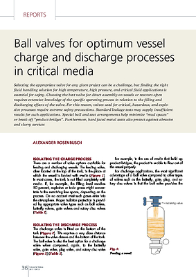 Ball valves for optimum vessel charge and discharge processes in critical media
