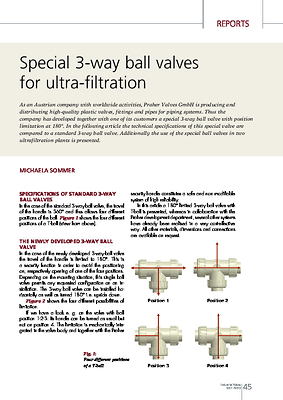 Special 3-way ball valves for ultra-filtration