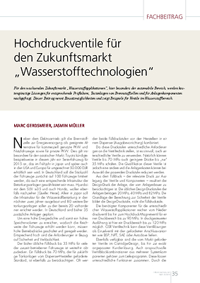 Hochdruckventile für den Zukunftsmarkt„Wasserstofftechnologien“