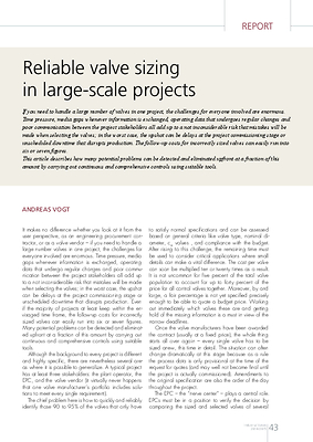 Reliable valve sizing in large-scale projects