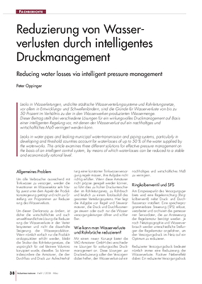 Reduzierung von Wasserverlusten durch intelligentes Druckmanagement