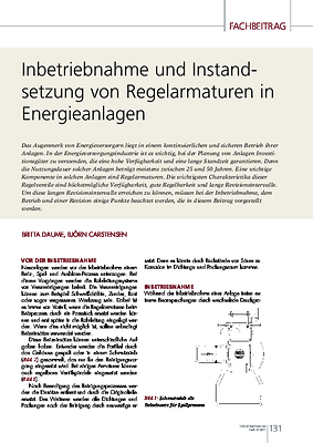 Inbetriebnahme und Instandsetzung von Regelarmaturen in Energieanlagen